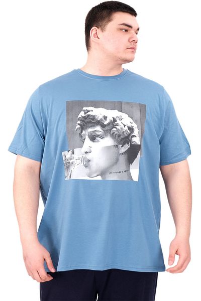 ModeXL Ανδρικό μπλουζάκι μεγάλου μεγέθους - Blue Mode XL - ΣΤΑΤΟΥΛΑ με λαιμόκοψη U25027