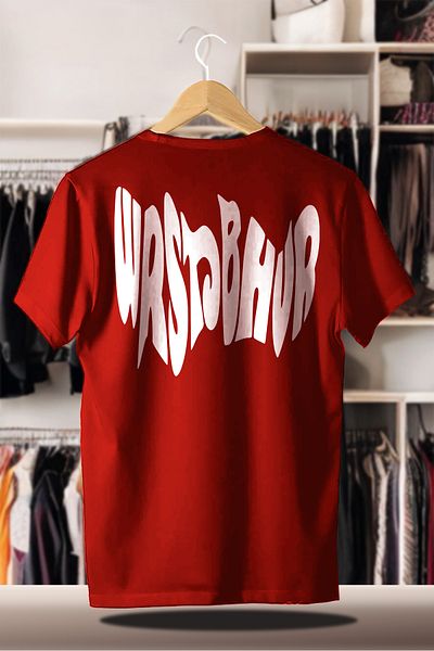 FEEL STYLE Cotton Oversize Printed 3 Thread Raster Red T-Shirt Wrst Studio