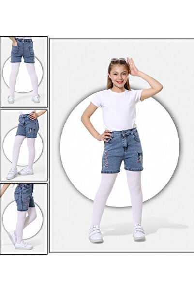 ModiClas Kuromi Nakışlı-Pamuklu-Kar Yıkamalı-Yarım Lastikli-Kız Çocuk Şortu