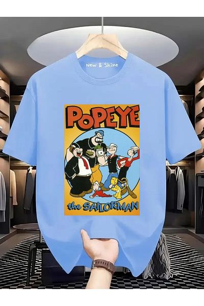 New Shine 1 tricou este un cadou pentru achiziții de 6 și mai sus în coș - Tricou oversize cu imprimeu Popeye Popeye