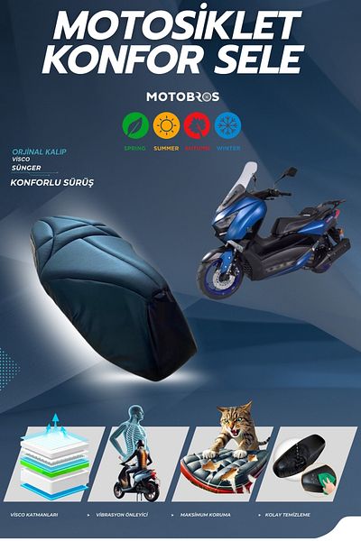 Motobros Arora Max Pro Compatible Comfort Saddle Cover Visco Sponge (Tear Resistant)