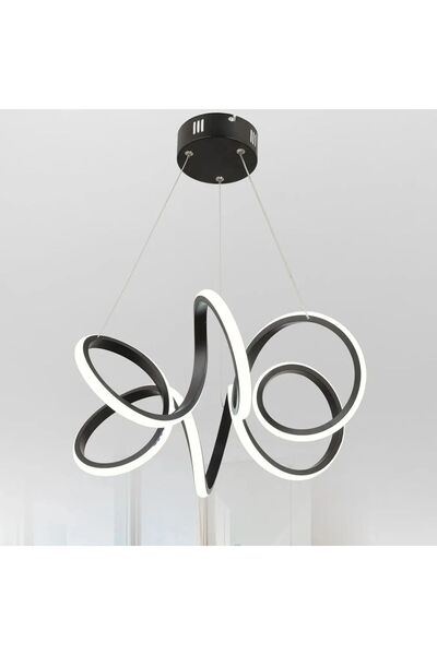 DEFNE AVİZE Endiy Siyah Modern Sarkıt Led Avize Beyaz Işık