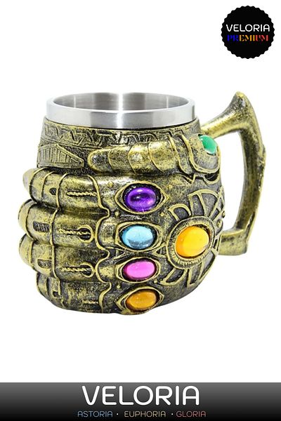 Veloria Premium Decorative Gift for Lover Friend Stainless Steel Thanos Hand Design Mug Cup 16X11 cm