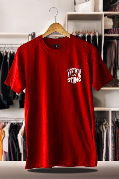 FEEL STYLE Cotton Oversize Printed 3 Thread Raster Red T-Shirt Wrst Studio