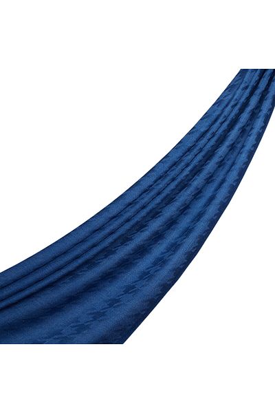 ipekevi Şal de mătase din lână cu model Ocean Blue Houndstooth