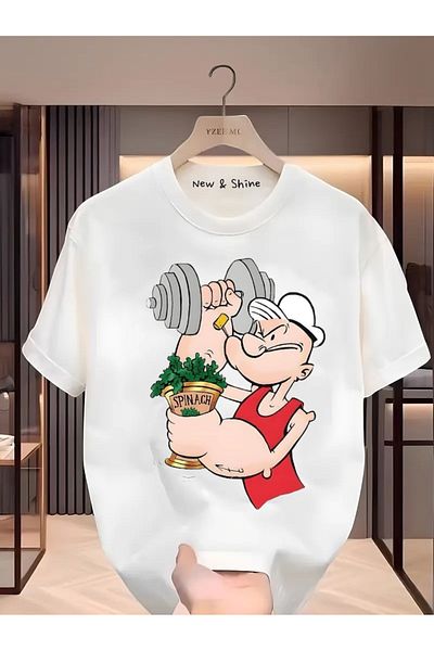 New Shine Μπλουζάκι Popeye Popeye Printed Large Size Oversize T-Shirt