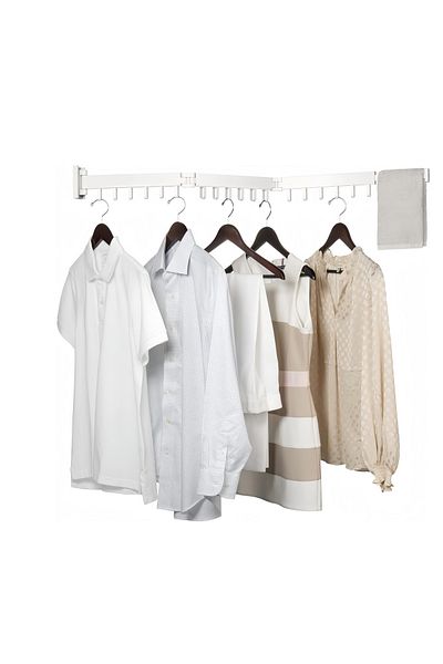 COOYA Foldable wall-mounted clothes drying rack, lightweight and durable, retractable, for balcony, white