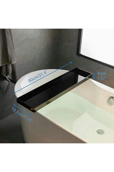 Generic Black Acrylic Bathtub Caddy Tray - Luxury Bath Organizer with Shower Shelf for Spa Essentials