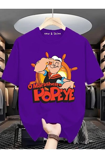 New Shine Μπλουζάκι Popeye Popeye Printed Large Size Oversize T-Shirt