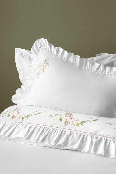 İssimo Home Bovary Nakışlı 300 TC (120 Tel) Pamuk Saten Nevresim Takımı Çift Kişilik