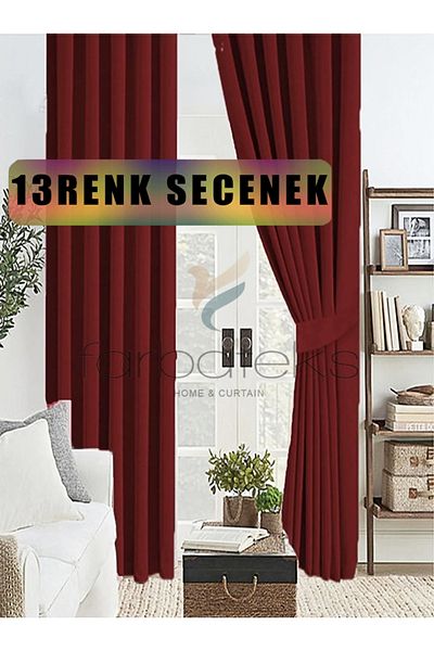 farbateks Claret Red Thick Sunshade Blackout Blackening Background Curtain Flat Planting