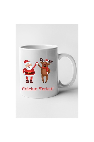 OEM Cană albă personalizată „Crăciun fericit!”, Model 2, Inovatix®️. 330ml