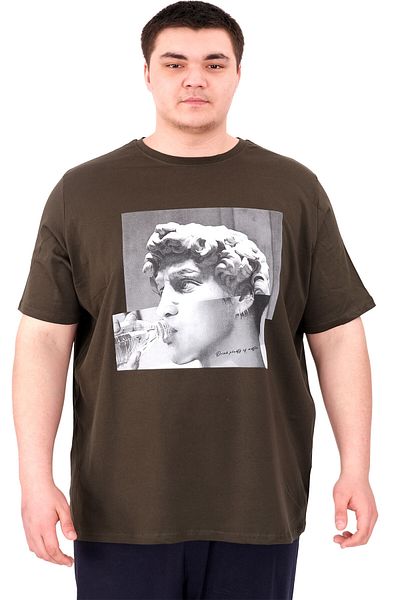 ModeXL Oversized Men's T-Shirt - Crew Neck U25027 Khaki