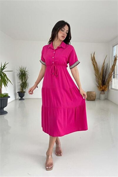 Dipmoda Γιακάς πουκαμίσου φόρεμα με λεπτομέρειες στα μανίκια και τις κορδέλες...