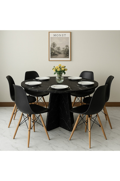 ATELIER Modern yuvarlak yemek masası mutfak masası şık ve dayanıklı tasarım e...