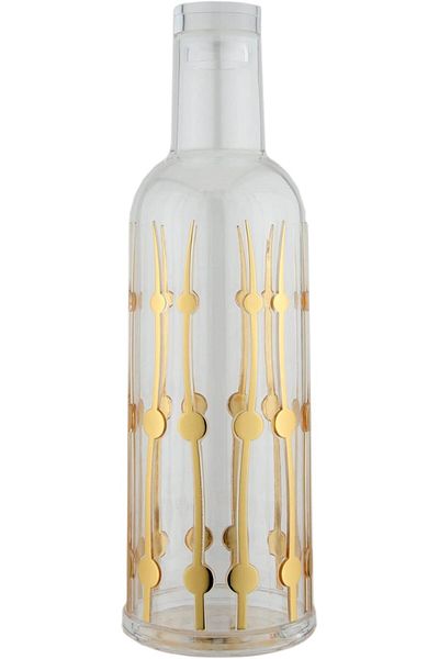 Generic Al Saif Acrylic Printing Design 1 Water Bottle, 4 cm Top Diameter x 28 cm Height, Transparent/Gold