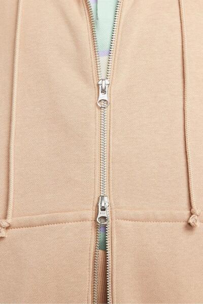 Nike Αθλητικά ρούχα Phoenix Fleece Oversized Hoodie Full Zip Loose Fit Γυναικείο φούτερ με κουκούλα μπεζ