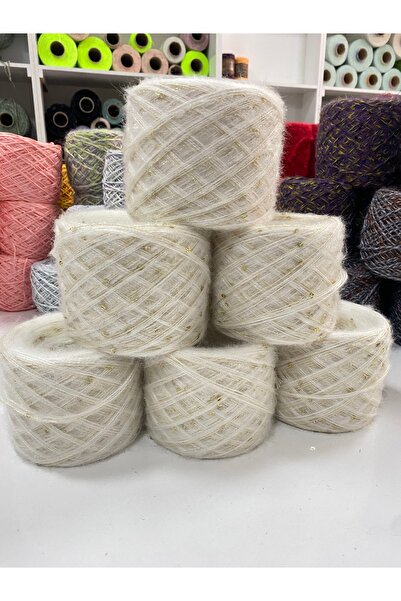 göçer Örgü İpi Moherakrilik Ekru Kısa Sakal Himalaya Gold Pullu Görsel Net 600 gr