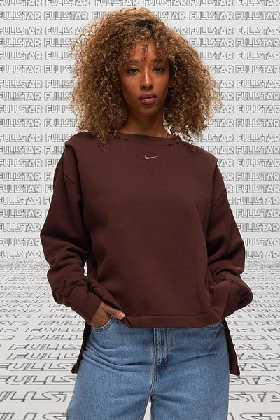 Nike Дамски суитшърт Sportswear Modern Flee Oversized French Terry с кръгло деколте, размер French Sand