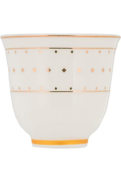 ALSAIF Rasi 12-piecesarabian Coffee Cup Set, Porcelain, White/gold
