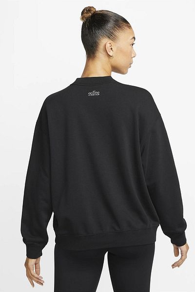 Nike Training Plus Essential Get Fit Dri Fit Graphic Crew Negru Oversized Loose Fit Hanorac pentru femei