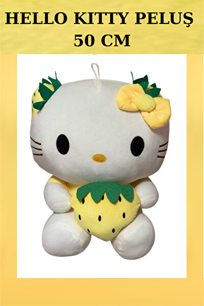 Hello Kitty Peluş Büyük Boy 50 Cm Sarı Kurdaleli