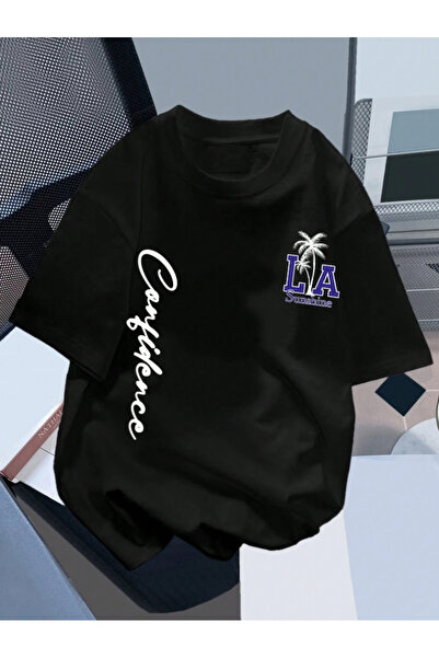 Revasser Unisex Erkek/Kadın SUNSHINE Özel Baskılı Oversize Pamuklu Bisiklet Y...