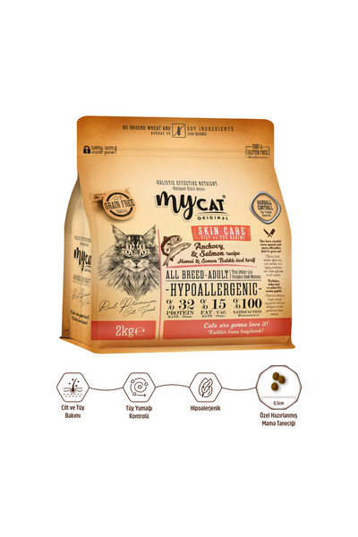 My Cat Mycat Az Tahıllı Hamsi & Somon Balıklı Skin Care Yetişkin Kedi Maması 2kg