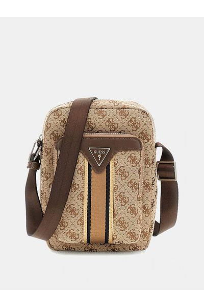 Guess حقيبة كتف رجالية باللون البيج/البني من MILANO XBODY W FRONT POCKET HMMISTP5163-BBO