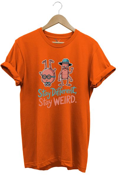 WİDİ Stay Different Stay Weird Cute Stylish Design Printed 100% Cotton Crew Neck Regular Fit T-Shirt
