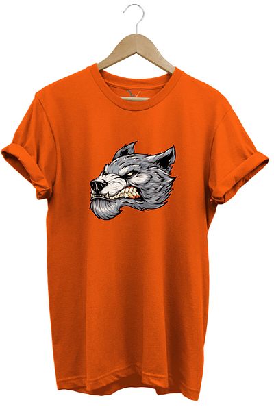 WİDİ Angry Aggressive Wolf Design Printed 100% Cotton Regular Fit Crew Neck Premium T-Shirt