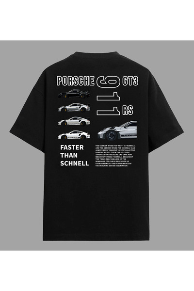 Edizen Tricou Porsche 911 GT3 RS Premium Unisex Oversize 100% Bumbac Negru