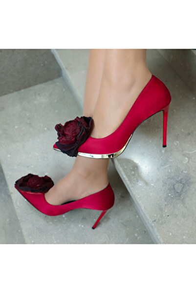 EVASAMLİSHOESBAG Gül Aksesuarlı Stiletto