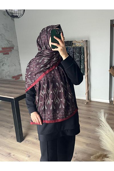 Merwiss Flare Ethnic Pattern Claret Red Shawl