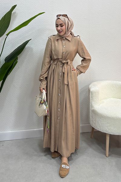 Tesettür Diyarı Rochie de vară Tril Tril, cu nasturi, pentru femei
