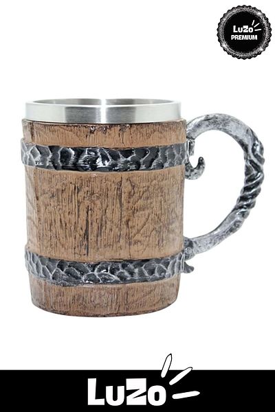 LuZo Premium Gift for Lover Friend Decorative Stainless Steel Barrel Designed Mug Cup 11 X 15 cm