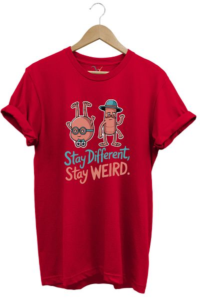 WİDİ Stay Different Stay Weird Cute Stylish Design Printed 100% Cotton Crew Neck Regular Fit T-Shirt
