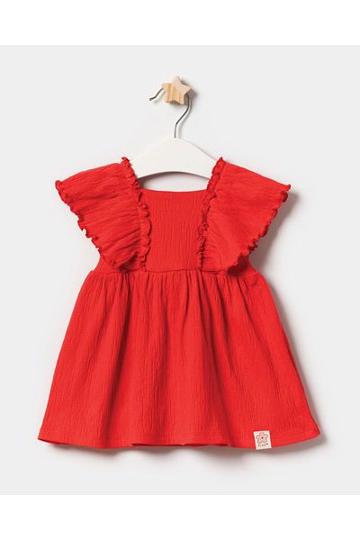 Minipodyum Baby Girl Ruffle Detailed Knitted Muslin Summer Dress