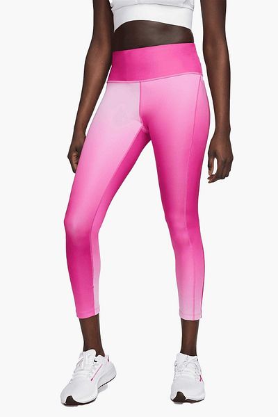 Nike Γυναικείο κολάν για τρέξιμο Fast Normal Bellied 7/8 Color Gradient με τσέπες ροζ