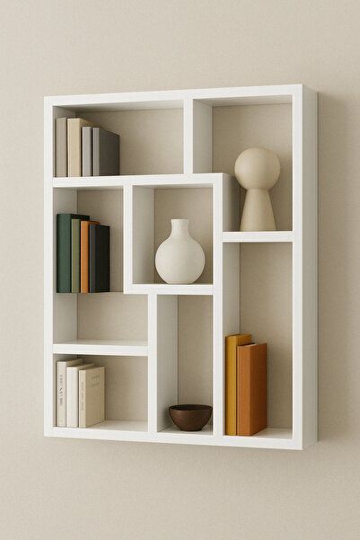 volo dekor Volo Beyaz Kitaplık, Dekoratif Raf, Aksesuar Raf,