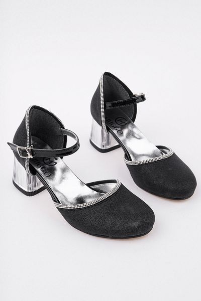 MUGGO Blossom Ankle Strap Glittered Lighted Girl's Low Heeled Shoes