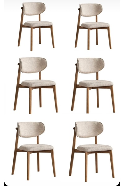 Kızılaslan Mobilya Bohem Sandalye 6lı Teddy kumaş yemek odası sandalyesi mutf...