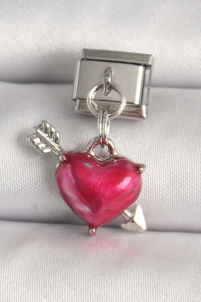 Skygo 316L Steel 316L Steel Silver Color Red Heart and Arrow Model Nomination Charm