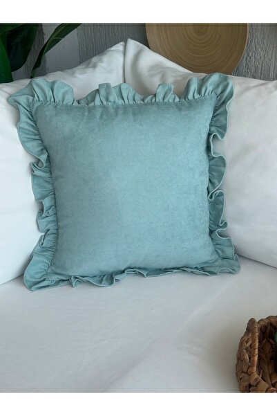 Decamor home Κάλυμμα μαξιλαριού ριχτάρι με βολάν σε πράσινο χρώμα μέντας 1 ΤΕ...