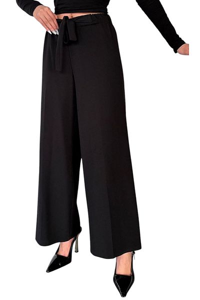 AKŞEN GİYİM Plus Size High Waist Lycra Anti-Knee Scuba Crepe Fabric Bellowing Pants with Girdle