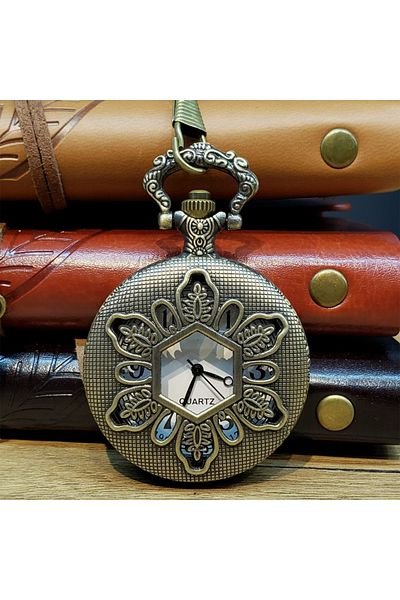 Skygo Leaf Motif Chain Pocket Watch
