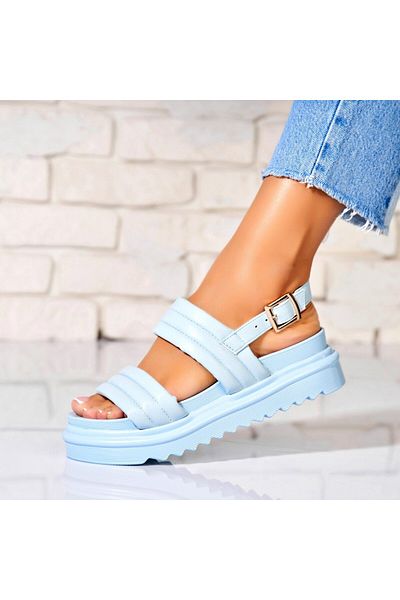 Joana Sandale dama cu platforma Albastre din Piele Ecologica Kaisy