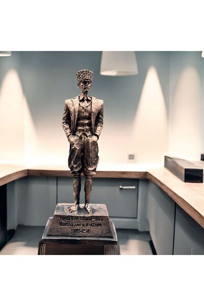 Peramari Dekoratif Polyester Atatürk Heykeli 18 Cm Bakır Eskitme