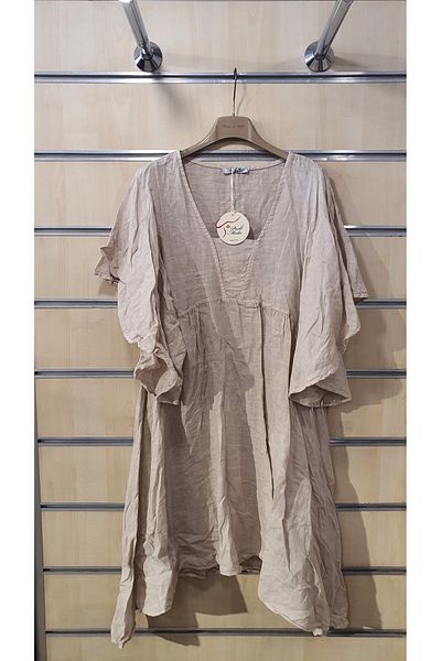 Park Moda Κοντό λινό φόρεμα με μανίκια