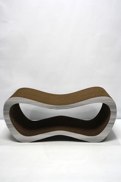 Lazy Paws Cardboard Cat Scratching Sofa - Large - Gray Wood Pattern - (59X26X24 cm)